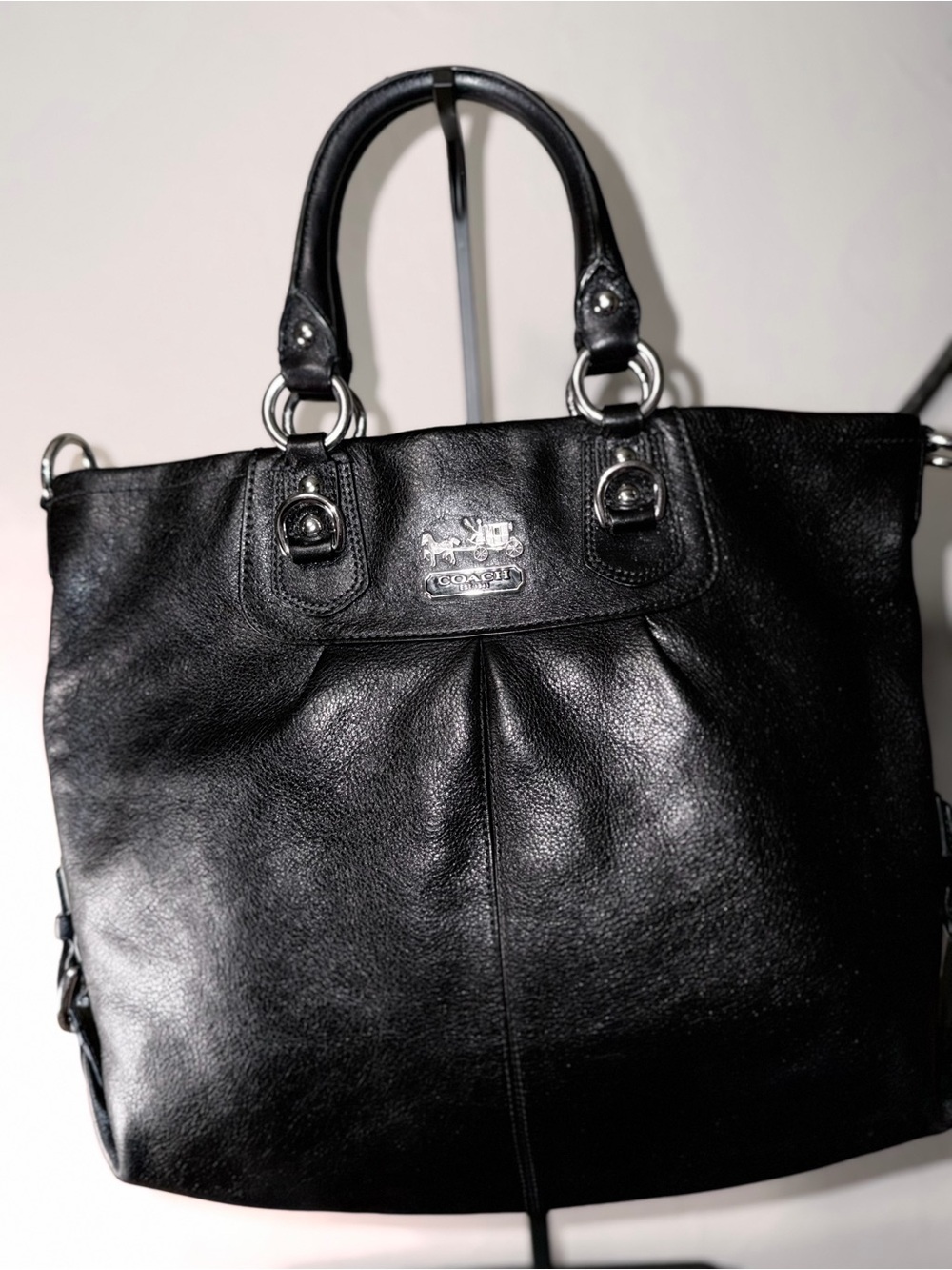 Coach 12935 Madison Julianne Black Leather Tote with Silver Hardware